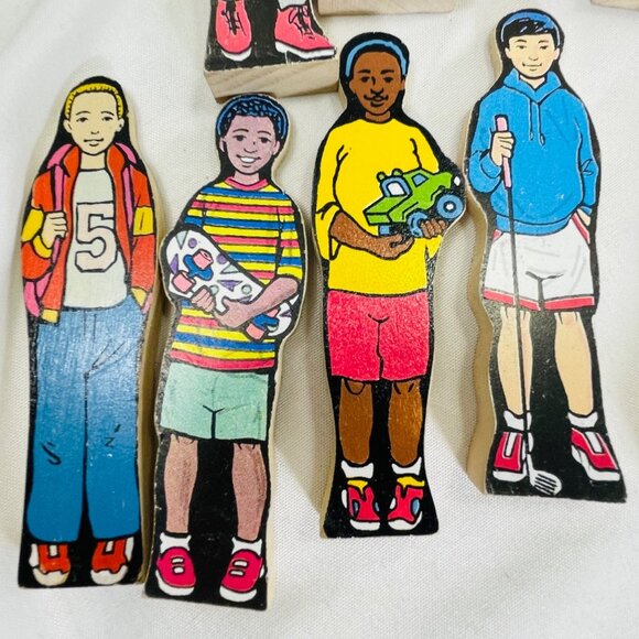 Vintage Inspired Wooden Children Figurines Set Wedgies Career Lot of 13 - Picture 9 of 16